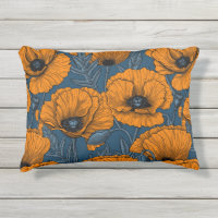 Pavot orange sur bleu foncé