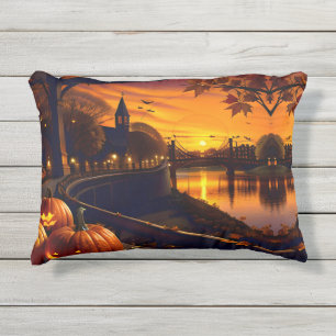 Coussin D'extérieur Paysage d'Halloween deux