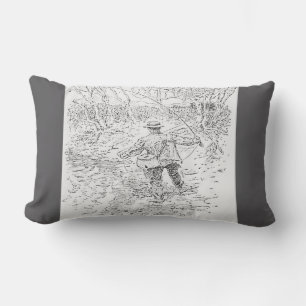 Coussin D'extérieur "Pêcheur à la mouche vintage"