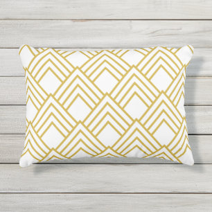 Coussin D'extérieur Pillo extérieur géométrique, blanc et or Abstrait