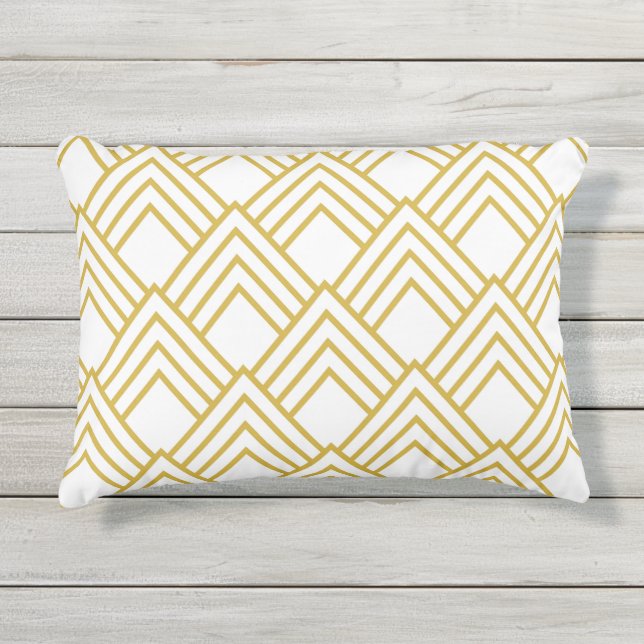 Coussin D'extérieur Pillo extérieur géométrique, blanc et or Abstrait (Devant)