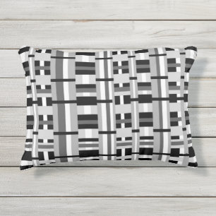 Coussin D'extérieur Plaid en noir blanc et gris