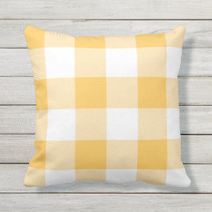 Coussin D'extérieur Plaid Rustique Gold et White Buffalo Check