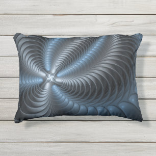 Coussin D'extérieur Plastique bleu gris 3D Fractal Art moderne Abstrai