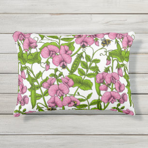 Coussin D'extérieur Pois doux et bourdons, rose, vert et blanc