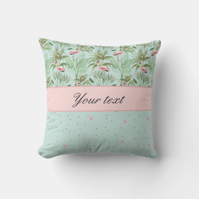 Coussin D'extérieur Pois rose de Flamants roses (Recto)