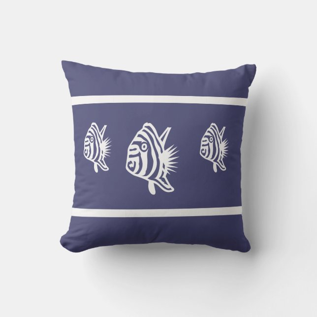Coussin D'extérieur Poisson blanc sur marine douce Vie côtière extérie (Recto)