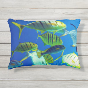 Coussin D'extérieur Poisson marin jaune avec des rayures noires