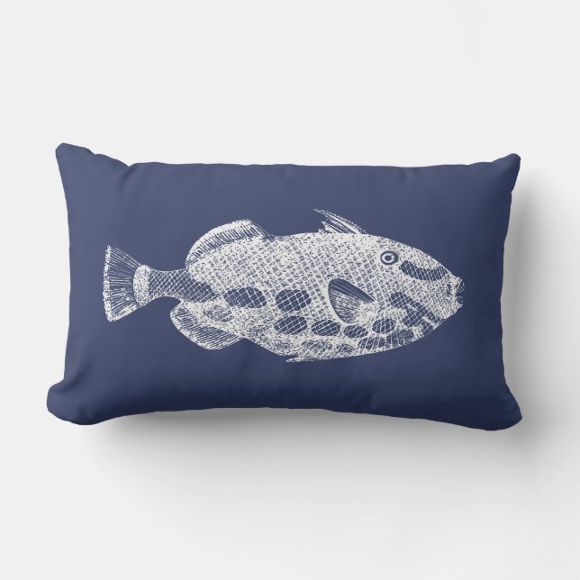 Coussin D'extérieur Poissons tropicaux Marine Bleu Blanc extérieur Lum (Recto)