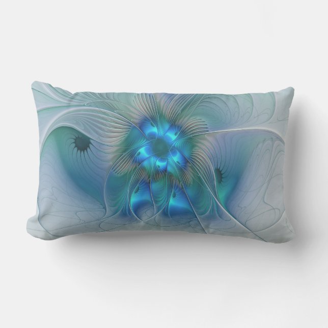 Coussin D'extérieur Position, Abstrait bleu turquoise fractal (Recto)