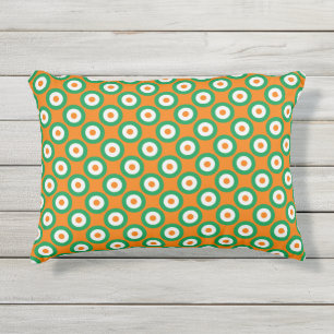 Coussin D'extérieur Pots vert/blanc/orange gais sur orange
