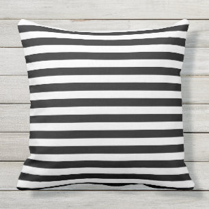 Coussin D'extérieur Rayé noir et blanc moderne