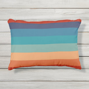 Coussin D'extérieur Rayures Arc-en-Ciel Couleurs Vintage Vieil Style C