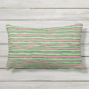 Coussin D'extérieur Rayures de pastèque rose verte Été Extérieur