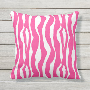 Coussin D'extérieur Rayures de zèbre - rose fuchsia et blanc