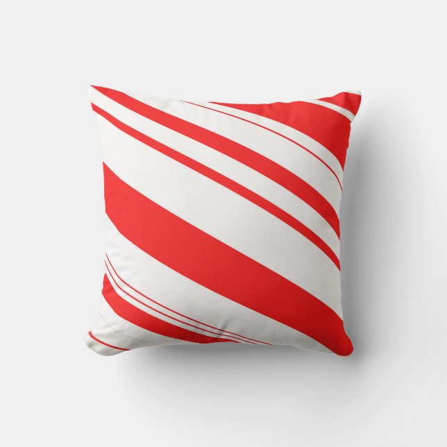 Coussin D'extérieur Rayures rouges et blanches de sucre de canne (Recto)