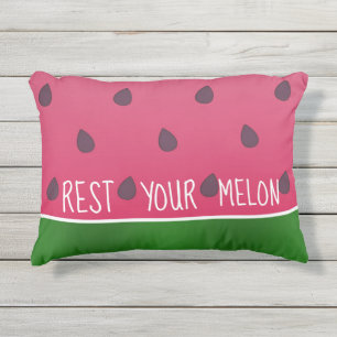 Coussin D'extérieur Reposez votre pastèque drôle de melon