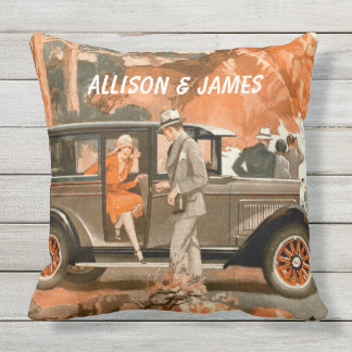 Coussin D'extérieur Rétro voyage par la route de Madame Classical Car