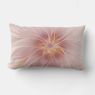 Coussin D'extérieur Rêve floral rose doux Fleur d'art fractal Abstrait
