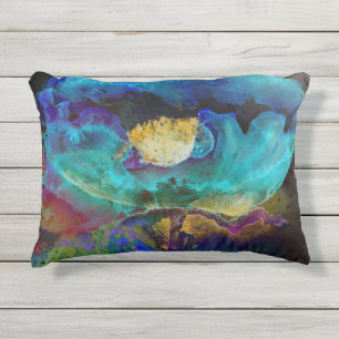 Coussin D'extérieur Romantique élégant tableau turquoise floral aquare
