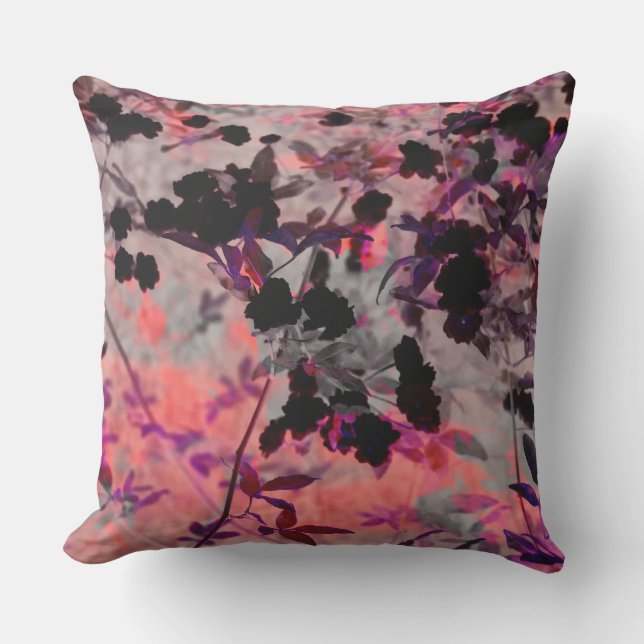 Coussin D'extérieur Rose noir romantique asiatique style fleur motif a (Recto)