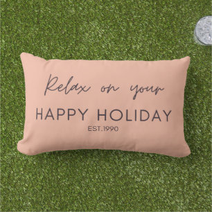 Coussin D'extérieur Rose solide mignon avec texte de script Relaxant e