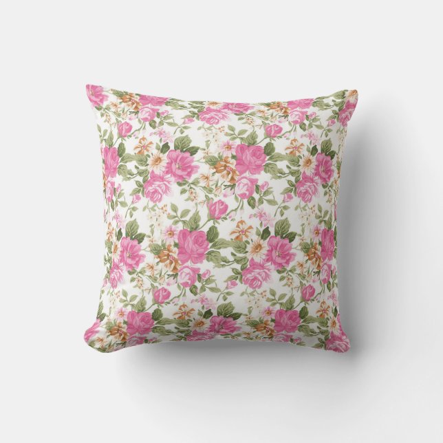 Coussin D'extérieur Rose victorien rose vif jetez l'oreiller (Recto)