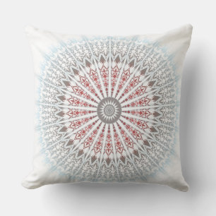Coussin D'extérieur Rouge bleu Taupe blanc Mandala géométrique moder