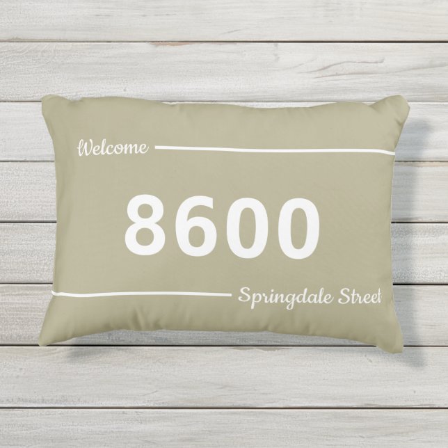 Coussin D'extérieur Sage Green et White House Numéros Adresse de rue (Dos)