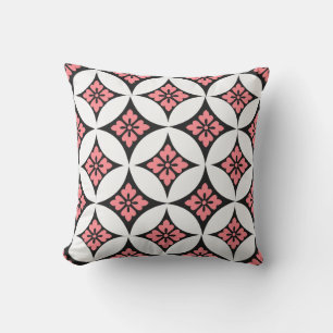 Coussin D'extérieur Shippo avec Motif Fleur, noir, blanc et rose