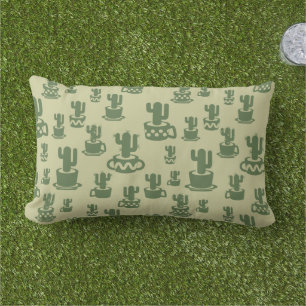 Coussin D'extérieur Silhouette de cactus succulent en tasses et pots