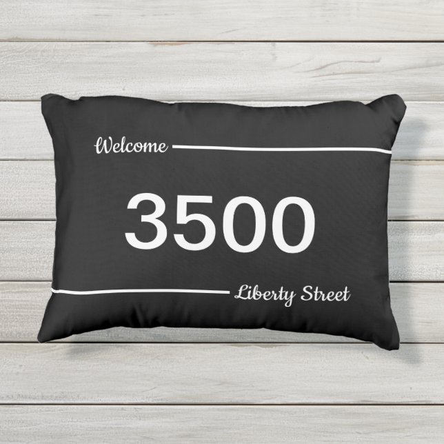 Coussin D'extérieur Simple Black and White Street Adresse Numéro de la (Dos)