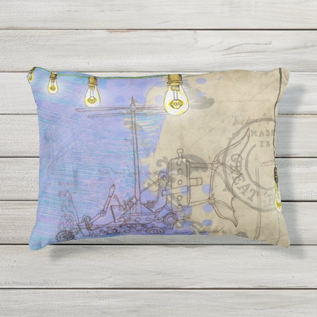 Coussin D'extérieur Steampunk Mécanique Edison Light Bulb Architect (Devant)