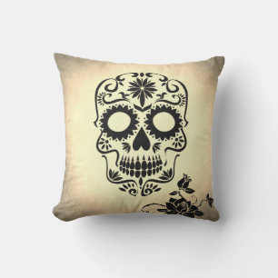 Coussin D'extérieur Style rétro vintage crâne et os croisés Cobweb