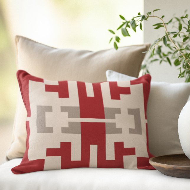 Coussin D'extérieur Style rouge moderne géométrique Motif Abstrait (Créateur téléchargé)
