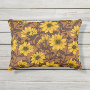 Coussin D'extérieur Sunroot, tournesol sauvage en jaune et marron