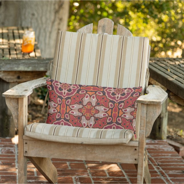 Coussin D'extérieur Taupe Brown Terracotta Rouge Orange Tribal Art (Chaise)