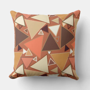 Coussin D'extérieur Triangles modernes du milieu du siècle, Tan, Brown