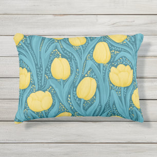 Coussin D'extérieur Tulipes en bleu et jaune