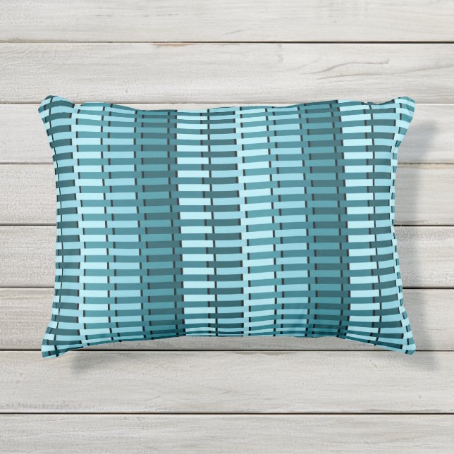 Coussin D'extérieur Turquoise Bleu Contemporain Abstrait Motif de band (Devant)
