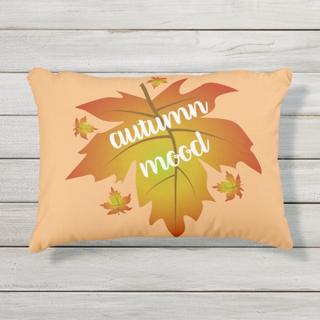 Coussin D'extérieur Typographie de l'humeur d'automne feuille d'érable (Devant)