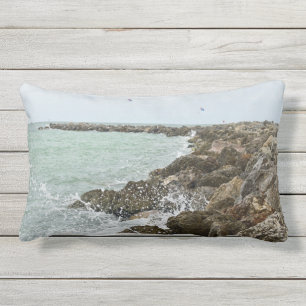 Coussin D'extérieur Vagues de plage se brisant sur des roches