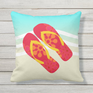 Coussin D'extérieur Vagues rouges de plage de bascules électroniques