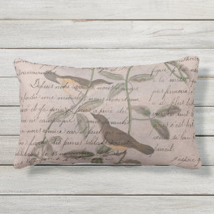 Coussin D'extérieur Vintage Moderne Oiseaux Français Rose Extérieur