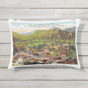 Coussin D'extérieur Vue sur Estes Park Colorado Vintage