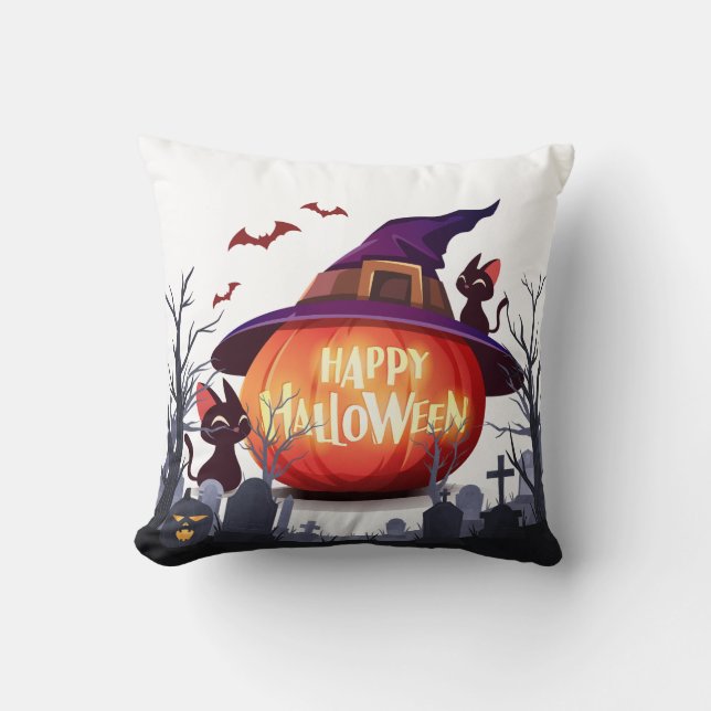 Coussin d'Halloween - Citrouille et la magie de nu (Recto)