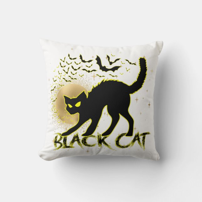 Coussin d'Halloween inspiré par le chat noir (Recto)