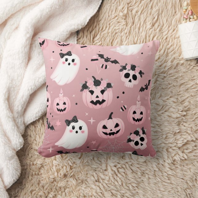 coussin d'halloween rose éffrayant (Couverture)