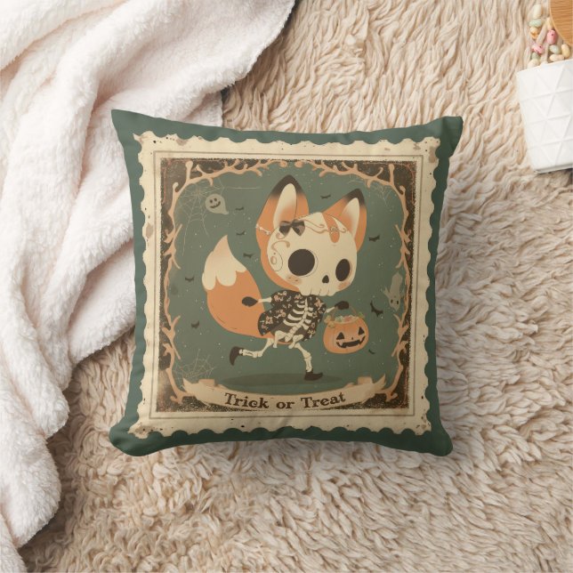Coussin d'Halloween Young Fox Skeleton (Couverture)