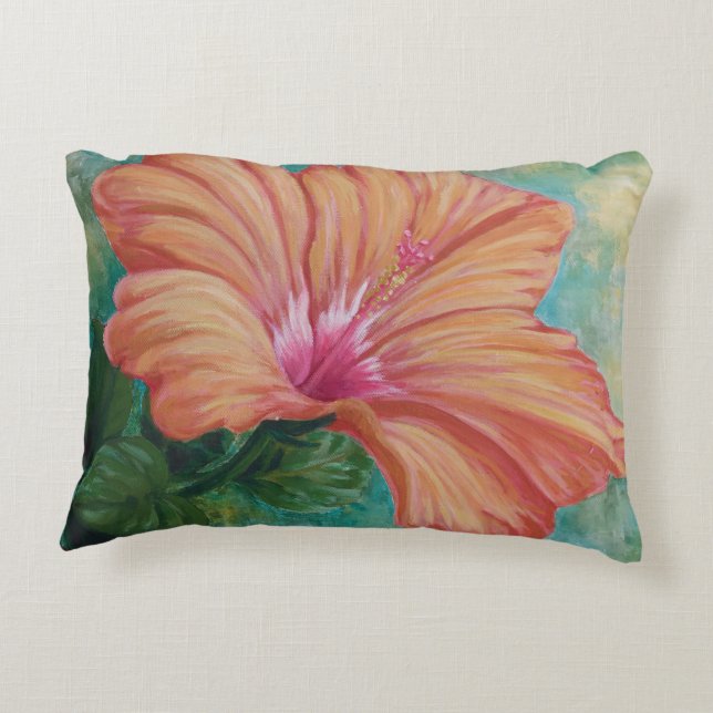 Coussin d'Hibiscus orange (Dos)